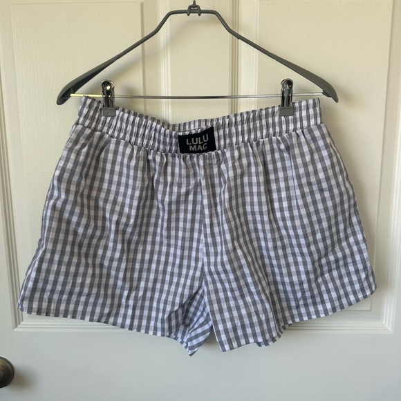 lulumac Pants - Lulu Mac Gray Gingham Boxer Shorts
